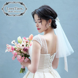 チュール リボン ヘッドドレス【フェアリー】(H-159)| ウエディング 前撮り 結婚式 花嫁 韓国 ベール 披露宴 2枚目の画像