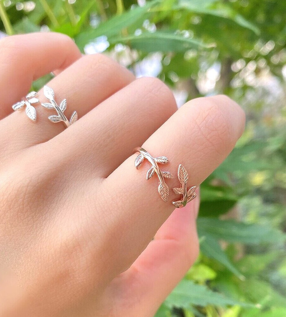 トップ型 ❊ 月桂樹ラッキーモチーフリングピンクゴールド ❊身につけ