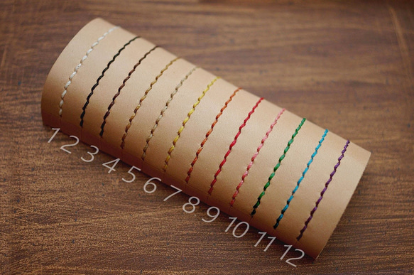本革３連カードケース（受注制作）手縫いヌメ革ナチュラル 5枚目の画像