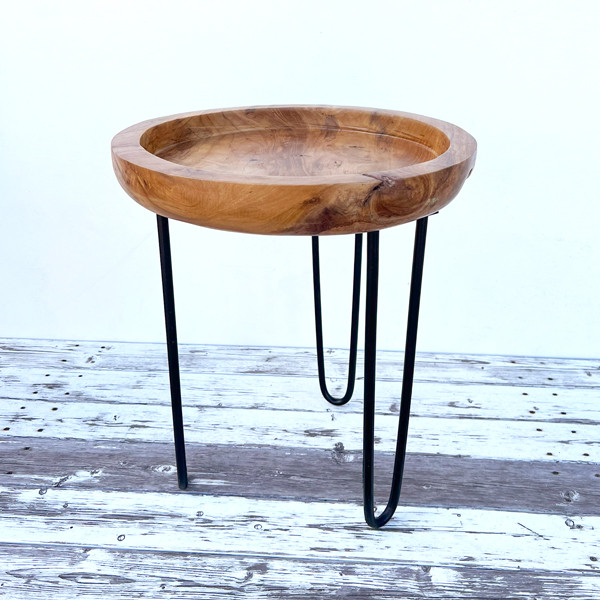 ◆チーク無垢材とアイアン◆サイドテーブル◆花台◆テーブル◆リビングテーブル◆