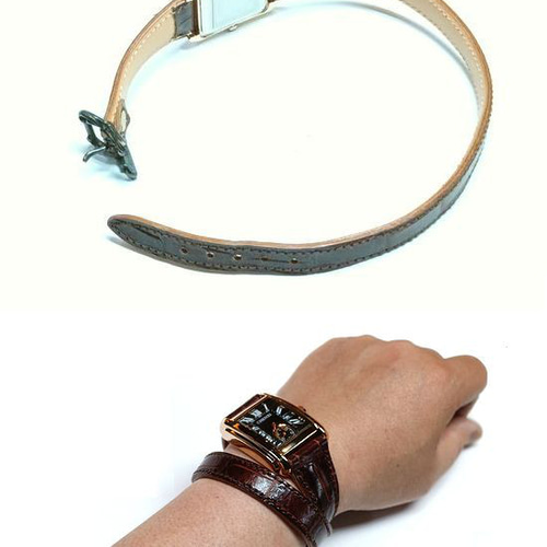 本革 クロコ型押し ヌメ革 メンズ/レディース/腕時計 レザーウォッチ