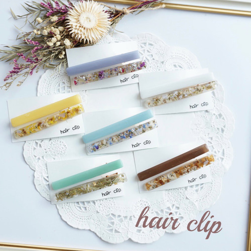 ヘアクリップ ヘアアクセサリー シンプル&ドライフラワー ヘアクリップ 