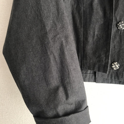 （Hjärta) 先染綿ボイルバフクロス　HAORI short   dark grey　遠州織物 9枚目の画像