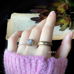 【十月生日石】silver925 18KGP 銅粉紅蛋白石戒指天然石戒指戒指尺寸調整 第3張的照片