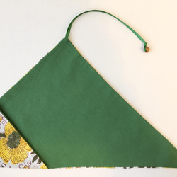 お箸袋　カトラリーケース　ハンドブロックプリント　黄色×緑　木製ビーズ 3枚目の画像