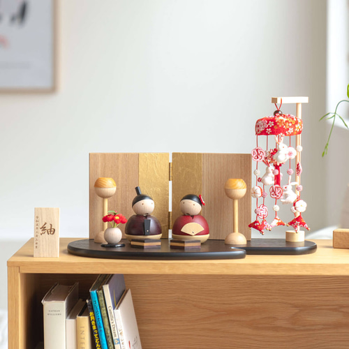 ことの木製ひな人形｜つるし飾りセットBR(0311)｜コンパクトな木製