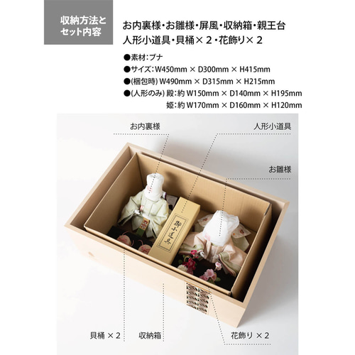 ことのひな人形（0342）（このは）収納ケース｜コンパクトな雛人形