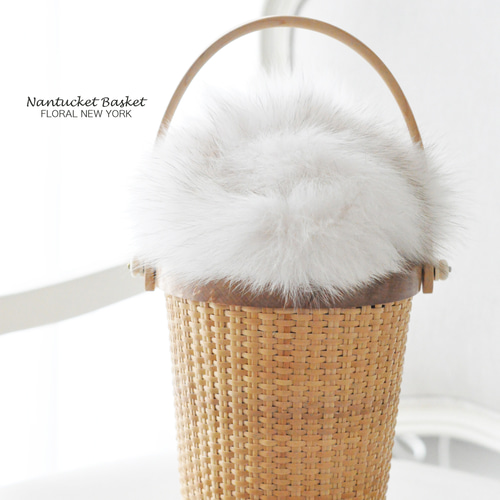 フォックスファー付きインナーバッグ】シャドーホワイト 編織包