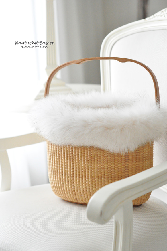 フォックスファー付きインナーバッグ】シャドーホワイト 編織包