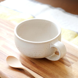 白マット釉のざっくりほっこりスープカップ 4枚目の画像