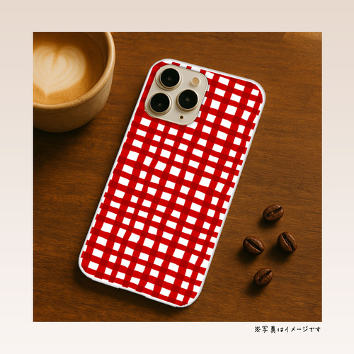 全機種対応】ギンガムチェック柄 大人可愛い北欧スマホケース 携帯