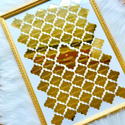 参加型結婚証明書コラベルタイル型 席札 ミラーゴールド 席次表・席札