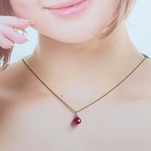 ルビー【Ruby】ひと粒ネックレス 3枚目の画像