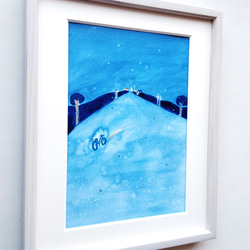 原画「初雪」水彩イラスト  ※木製額縁入り 3枚目の画像