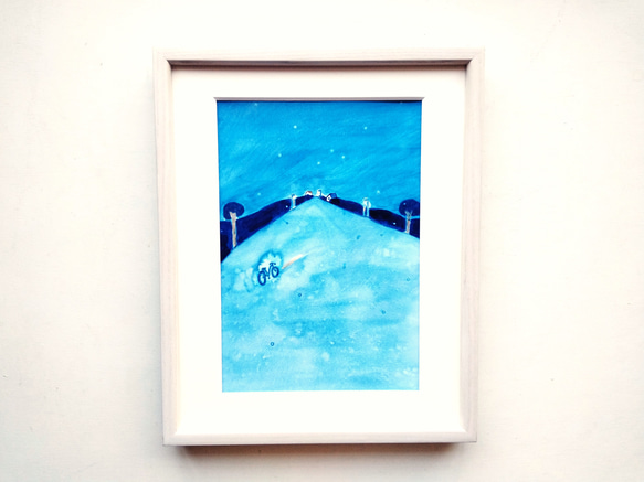 原画「初雪」水彩イラスト  ※木製額縁入り 1枚目の画像