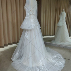 ヴィンテージ袖付きドレス ウェディングドレス  前撮り  結婚式 二次会ドレス 161 10枚目の画像