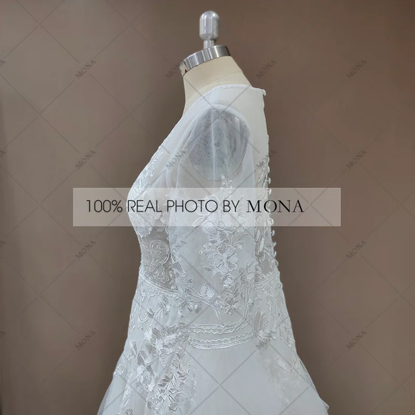 ヴィンテージ袖付きドレス ウェディングドレス  前撮り  結婚式 二次会ドレス 161 5枚目の画像