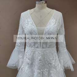 ヴィンテージ袖付きドレス ウェディングドレス  前撮り  結婚式 二次会ドレス 161 4枚目の画像