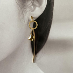 黃水晶切片切割鏈手術不銹鋼耳環/耳環 第10張的照片