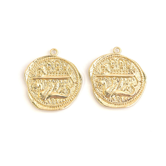 ejp145 [2 件] 埃及風格復古16KGP 金幣吊飾飾品零配件DIYBEJEWEL営業