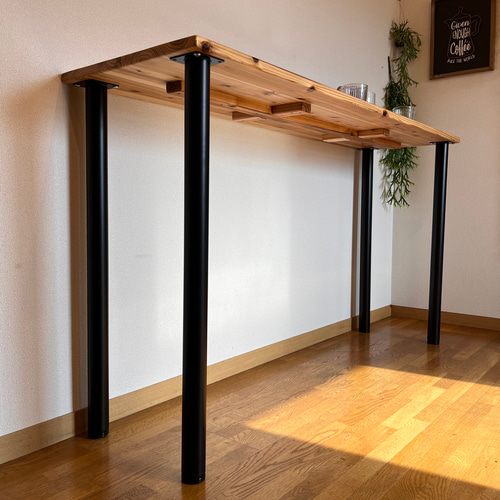 カウンターテーブル アイアン丸脚 1800×450×884mmハイタイプ ロー