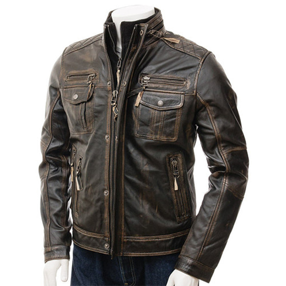 ヤギ革ユーズド加工ライダージャケット Goat Leather Distressed Rider Jacket 1枚目の画像