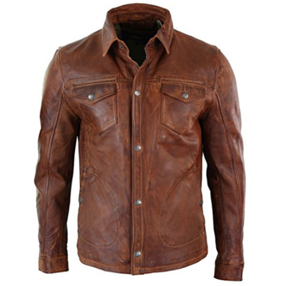 羊革・金属ボタン付き羊革ワックスシャツ Sheep Leather Waxed Shirt 