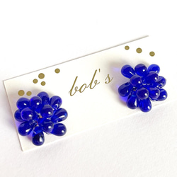 glass beads pierce/earring*コバルトブルー　 1枚目の画像