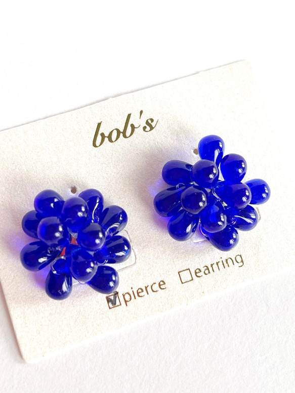 glass beads pierce/earring*コバルトブルー　 2枚目の画像