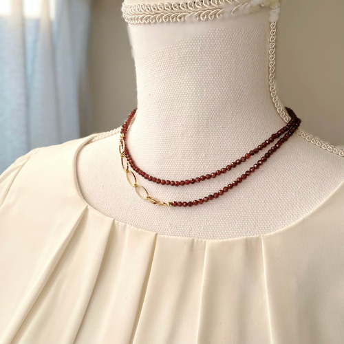 天然石ガーネット*ロング ネックレス/80cm ネックレス 天然石ガーネット*ロング ネックレス/80cm ネックレス