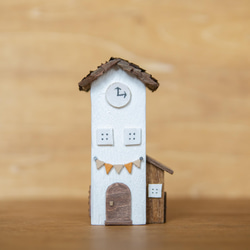 [客製化] 微型鐘樓&lt;白色&gt;木質室內北歐商品裝飾品兒童房禮物 第2張的照片