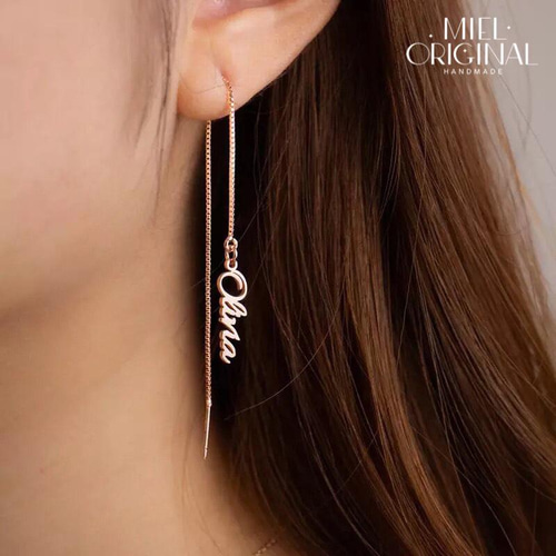 名入れ✨シンプル ぶら下がり イニシャル カスタムピアス ネームピアス