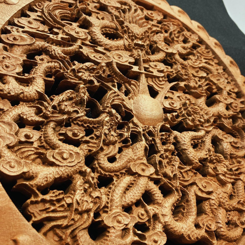オータムセール】九龍戯珠 26.5cm（龍・竜・雲) 参次元彫刻『雅