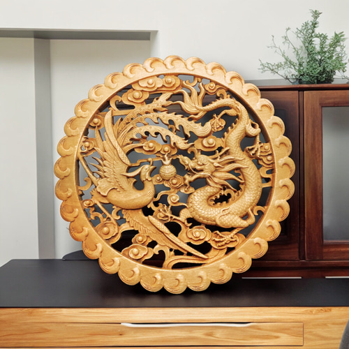 龍鳳呈祥 26.5cm(鳳凰・龍・竜・雲) ≪心配ごとをまるく 龍鳳呈祥 26.5cm(鳳凰・龍・竜・雲) ≪心配ごとをまるく