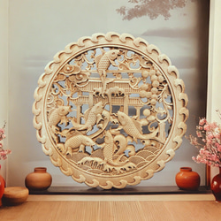 鯉が導く成功の奇跡』鯉登竜門 26.5cm（登竜門・滝登り) 参次元彫刻