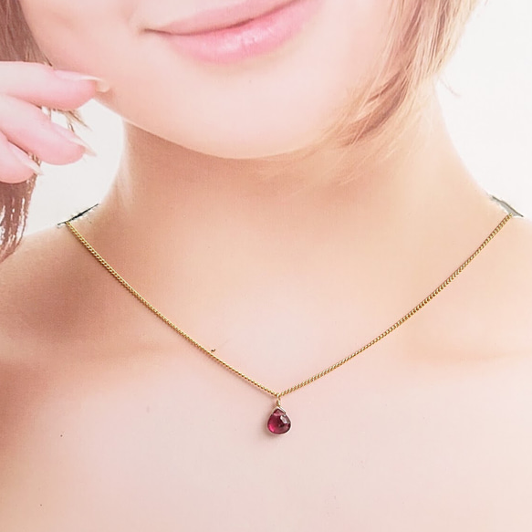 ガーネット 【Garnet】ひと粒ネックレス A 3枚目の画像