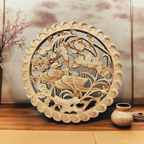 田黄薄意花鳥山水彫刻(整理番号:P42) 田黄薄意花鳥山水