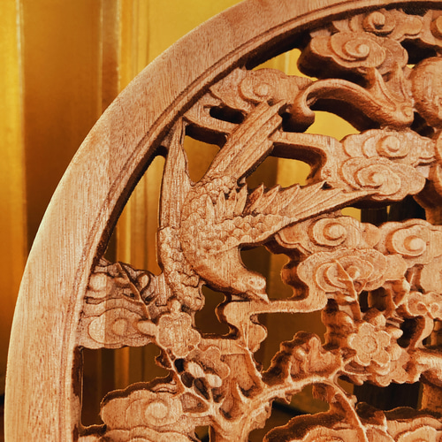 新春割】福禄寿喜 26.5cm（鹿・鶴・松・蝙蝠） 参次元彫刻『雅