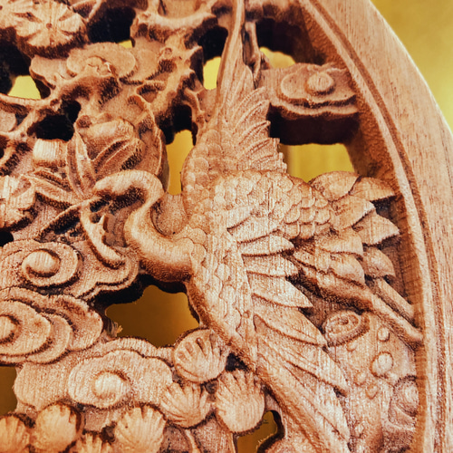 秋のバーゲンセール】福禄寿喜 26.5cm（鹿・鶴・松・蝙蝠） 参次元彫刻