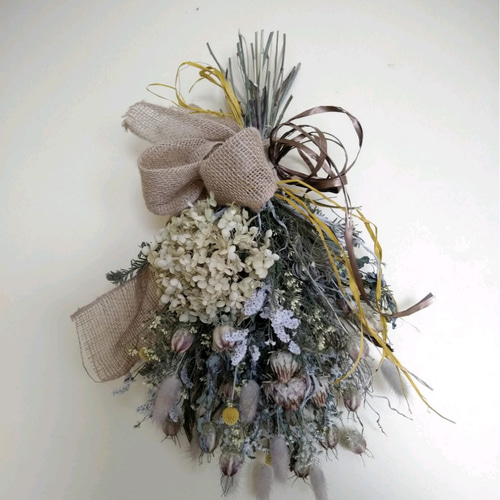 ドライフラワー スワッグ　リース　アナベル 楽天市場】玄関 花 ドライフラワー リース スワッグ 『アナベル