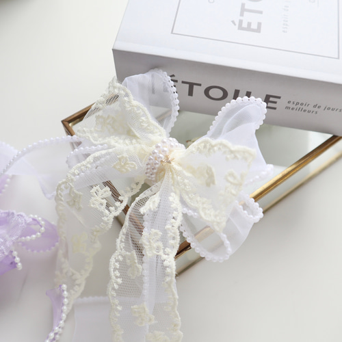 再販】姫レースリボン ヘアアクセサリー キッズ パール ヘアゴム 発表