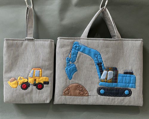 はたらく車のレッスンバッグ シューズバッグ きんちゃく35×35