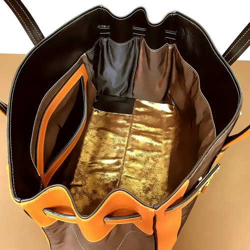 SOLD◇40サイズ◇着物帯と本革のリメイクバッグ◇remake.829 日本職