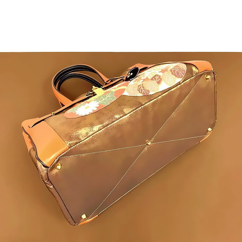 SOLD◇40サイズ◇着物帯と本革のリメイクバッグ◇remake.829 日本職