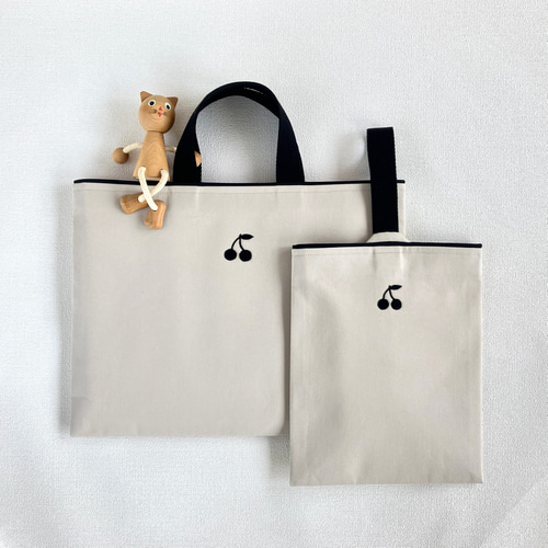 レッスンバッグ 上履き入れ　コップ袋　ヌビ　さくらんぼ刺繍 楽天市場】ヌビバッグ さくらんぼの刺繍 シューズバッグ nubi 上