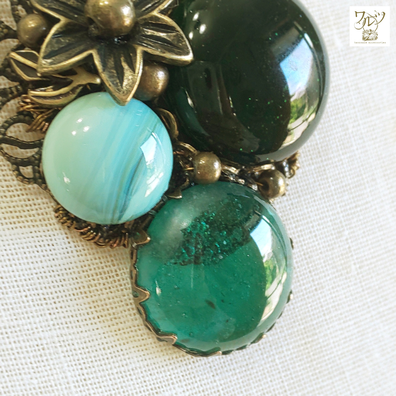 【半額セール】シラスオパール レースネックレス・グリーン