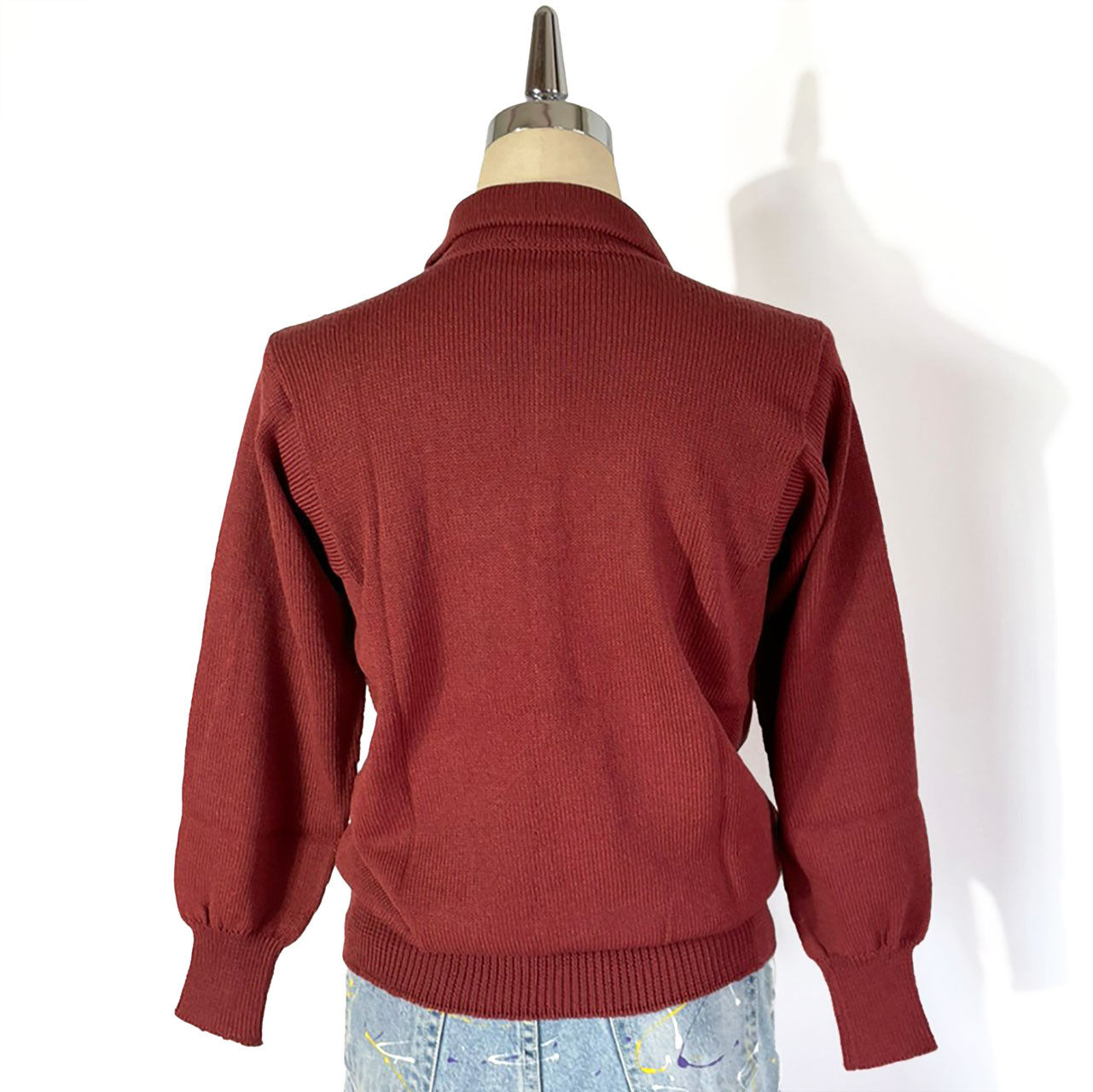 【 ニットポロ 】手洗い◎ / １点物 / ニットポロシャツ / テラコッタ / ニットウェア (No,107)