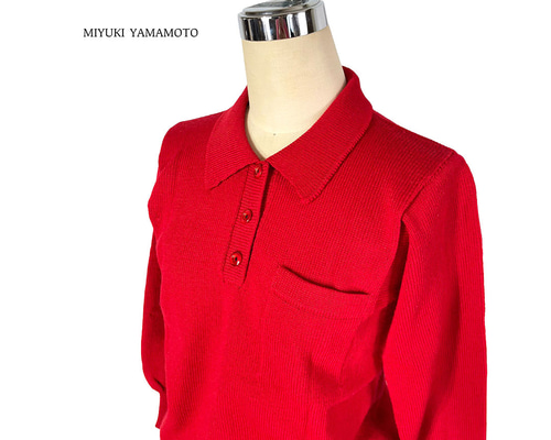 専用 極美品 レッドヴァレンティノニットポロシャツ ニットポロ 】手洗い◎ / 1点物 / ニットポロシャツ（レッド