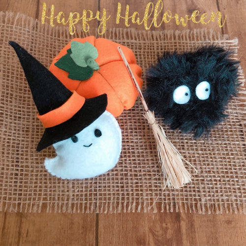 ハロウィン おばけちゃん☆フェルト マスコット ほうき その他