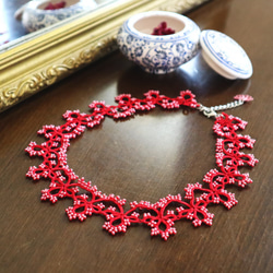 OYA Tatting lace 40cm necklace [GRACE] Raja Ruby 第1張的照片